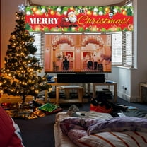 Honmine Large Merry Christmas Banner, 120" x 20" LED Lighted Xmas Decoration Red Buffalo Plaid Hanging Huge Sign, Holiday Party Supplies Home Decor for Outdoor,Yard,Garden,Porch,Lawn