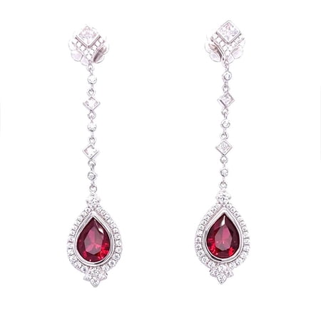 Indulge in Your Confidence with TheJewelryHut Fancy Designer Vintage-Inspired Style Red and White Crystalline in Silver Earrings