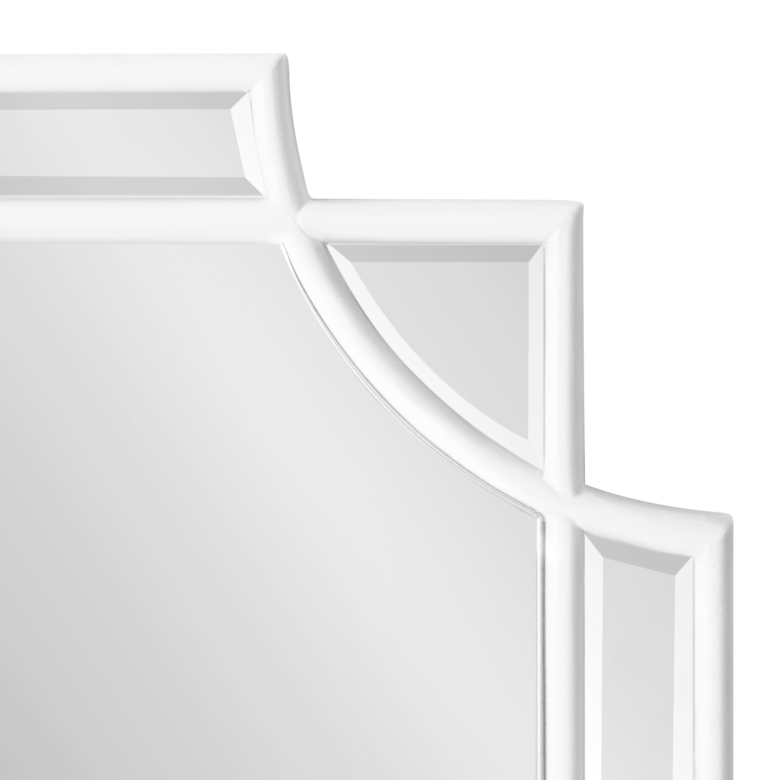 Kate and Laurel Minuette Glam Wall Mirror, 18 x 24, White, Boho-Chic Home Decor for Wall