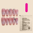 10pcs Pink Cat Eyes Fake Nails with French Shiny Rhinestone Design Fake