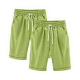 thumbnail image 2 of 2 Pack Shorts for Girls Summer Casual Knee Length Bermuda Shorts Kids High Waisted Drawstring Short Pants Teen Girls Clothes, 2 of 4