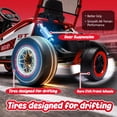 thumbnail image 3 of Track Seven 24V Electric Go Kart for Kids, Drift Crazy Cart with 400W Motors, Max 7 Mph, Protective Roll Cage, Metal Frame, 5-Point Harness, Bluetooth, 24V Ride on Toy Car Kart for Kids Aged 6+, Red, 3 of 8