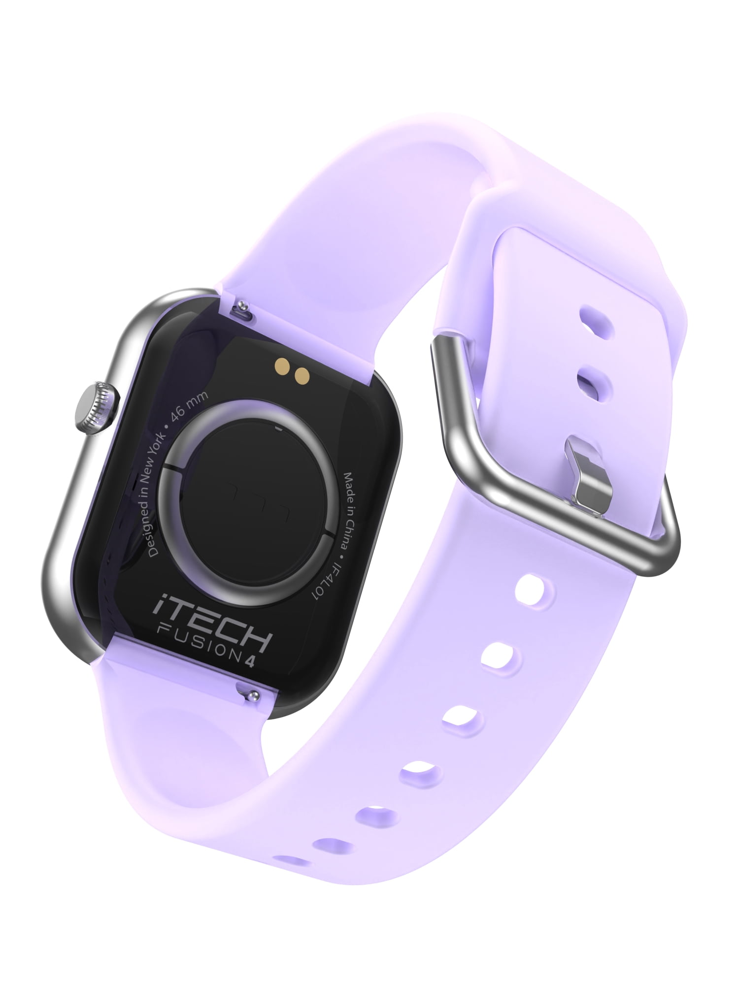 iTech Fusion 4 Unisex Adult Rectangular Smart Watch, Lilac, Silicone Strap