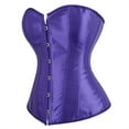 thumbnail image 2 of Women's Satin Corsets Top Plus Size Gothic Overbust Corset Lace up Vintage Bustier Corset Deep Purple Size 4XL, 2 of 6