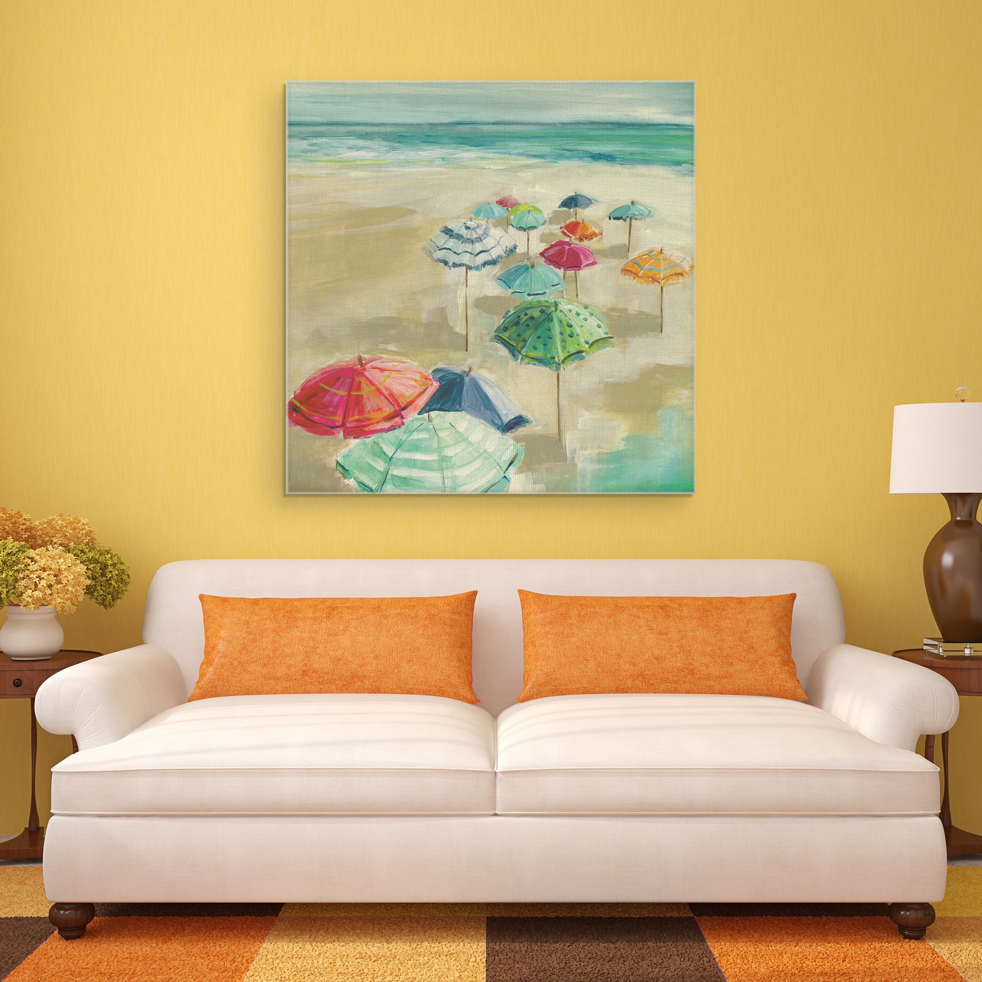 Masterpiece Art Gallery Making Shade with Beach Umbrella II by Carol Robinson Canvas Art Print 30" x 30"