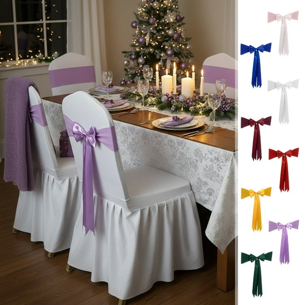 Bow Chair Decoration Ties Bow Stretch Floating Decorative Tape, Chair Cover Not Included, Holiday Party Decorations, Festive Home Decor, Wedding Table Toppers, for Living Room, Metal Frame, Easy to