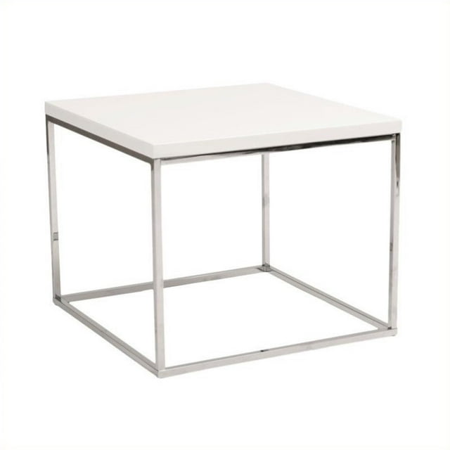 Eurostyle Teresa Table d'Appoint Carrée en Laque Blanche