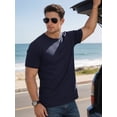 thumbnail image 3 of RICHCOIN Short Sleeve T-shirt for Men Ribbed Summer Top Blue Casual Crewneck Slim Fit Tee Shirts XXL, 3 of 7