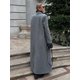 thumbnail image 2 of Abrigo elegante gris con hombros acolchados para mujer, abrigo clásico de manga larga con solapa y una hilera de botones, chaquetas largas de moda para mujer 2024, 2 of 5