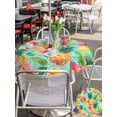 thumbnail image 5 of Outdoor Tablecloth with Umbrella Hole for Patio/Picnic/Party/Camping, Turquoise Summer Pineapple Waterproof Table Cloth Round Cover Washable, Tropical Lemon Fruits Leaves (Dia 60"), 5 of 8