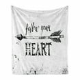 thumbnail image 1 of Inspirational Soft Flannel Fleece Throw Blanket, Hand-Drawn Lettering Follow Your Heart on Grungy Background, Cozy Plush for Indoor and Outdoor Use, 50" x 60", Black and White, by Ambesonne, 1 of 6