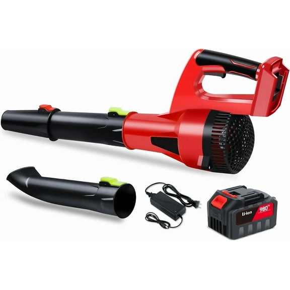 Electric Leaf Blower Cordless, 8.0Ah Battery Powered Leaf Blower, 180MPH/500CFM High Speed Portable Leaf Blower, Lightweight Handheld Leaf Blower for Lawn Care, Patio, Blowing Leaves & Snow