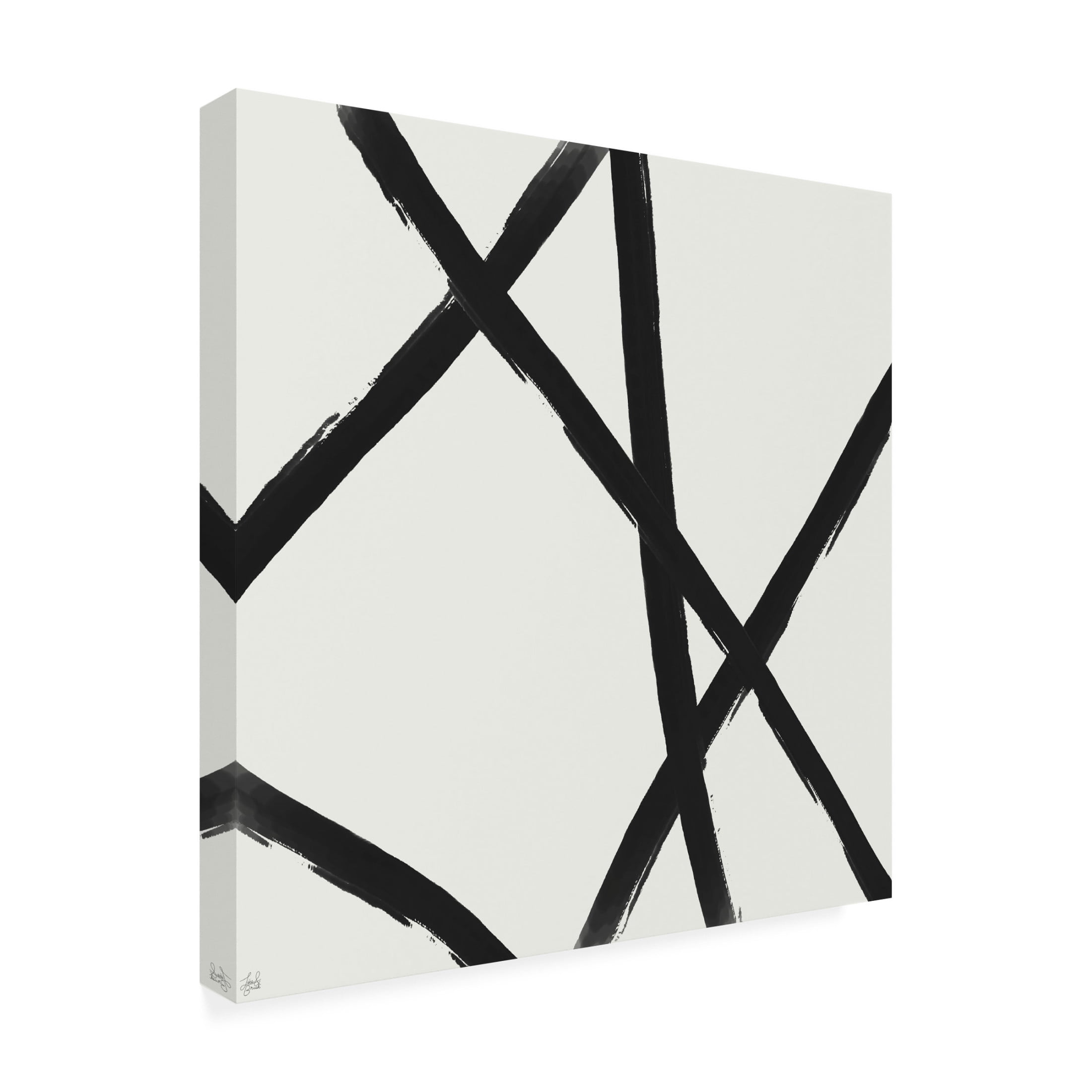 Canvas Wall Art - Line and Brush 'Straight Paint 1' Wall Art for Living Room, Bedroom, or Office Décor by Trademark Fine Art - 14 x 14 Inches