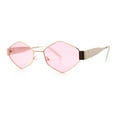 thumbnail image 5 of Hipster Diamond Shape Hustler Metal Rim Retro Fashion Sunglasses Gold - Pink, 5 of 7