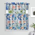 thumbnail image 2 of Kitchen Curtains 36 Inch Short - 3 Panel Set, Seashell Starfish Nautical Print, Rod Pocket Window Curtain for Tropical Beach Farmhouse, Sea Coral Cute Design, Easy Wash, 2 of 6