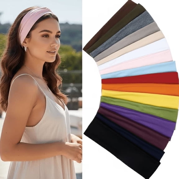 16 Pack Multicolor Twist Knotted Fabric Headbands, Soft Elastic Non Slip Sports Hair Headbands for Women Yoga Workout Makeup Travel