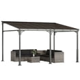 thumbnail image 1 of Outsunny Pavillon Adossé 13 Pieds x 10 Pieds, Pergola Extérieure à Toit Rigide Fixée au Mur, 1 of 10