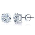 thumbnail image 1 of 14k White Gold Round Moissanite Stud Earrings (2 1/2ct TGW, 7mm, H-I) 4-Prong Basket, Screw-Back by Diamond Wish, 1 of 3