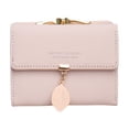 thumbnail image 3 of Cartera corta para mujer, de PU, con colgante de hoja, bolso de tres pliegues, monedero para mujer, 3 of 4