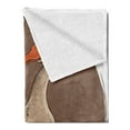 thumbnail image 2 of Goose Soft Flannel Fleece Throw Blanket, Cartoon Style Animal Silhouette in a Round Design Retro Doodle Details, Cozy Plush for Indoor and Outdoor Use, 60" x 80", Cocoa Tan Burnt Orange, by Ambesonne, 2 of 5