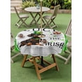 thumbnail image 3 of Outdoor Tablecloth with Umbrella Hole and Zipper, St. Patrick's Day Round Table Cloth 54 Inch Waterproof Tablecloth, Spring Lucky Hats Dogs Grass Strip Wood Picnic Table Cover for Patio Camping, 3 of 7