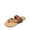 BROWN, variant on Women's Slip On Leather Braided Flip Flops Casual Cross Band Thong Slide Flat Sandals for Summer Beach Walking