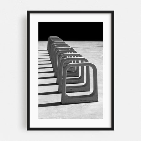 Rectangles - Buenos Aires Argentina Photography Abstract Minimalist Black and White Geometric Architecture Art Deco Industrial Black Framed Wall Art Print 5 x 7 inches