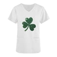 thumbnail image 4 of BiZtdJrK Womens Loose Fit V Neck Scrubs Tops with Pockets St Patricks Day Shamrock Heart Graphic Tees Shirts Holiday Short Sleeve T-Shirt White S 90% off Clearance Sale, 4 of 5
