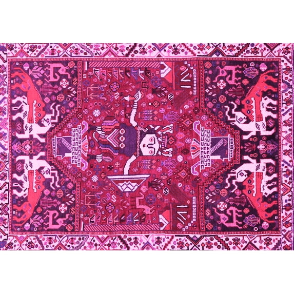 Ahgly Company Indoor Rectangle Animal Pink Traditional Area Rugs, 5' x 8'
