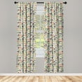 thumbnail image 3 of Ambesonne Autumn Curtains, Colorful Design Retro Leaves, Pair of 28"x84", Burnt Orange Fern Green, 3 of 5