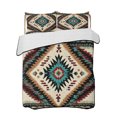 thumbnail image 2 of Brown Teal Red Boho Queen Size Down Alternative Comforter, Lightweight Comforter Quilt Bedding Set with Pillow Shams Southwestern Geometric Art Vintage All Seasons Bed Comforter Duvet Insert 90"x96", 2 of 7