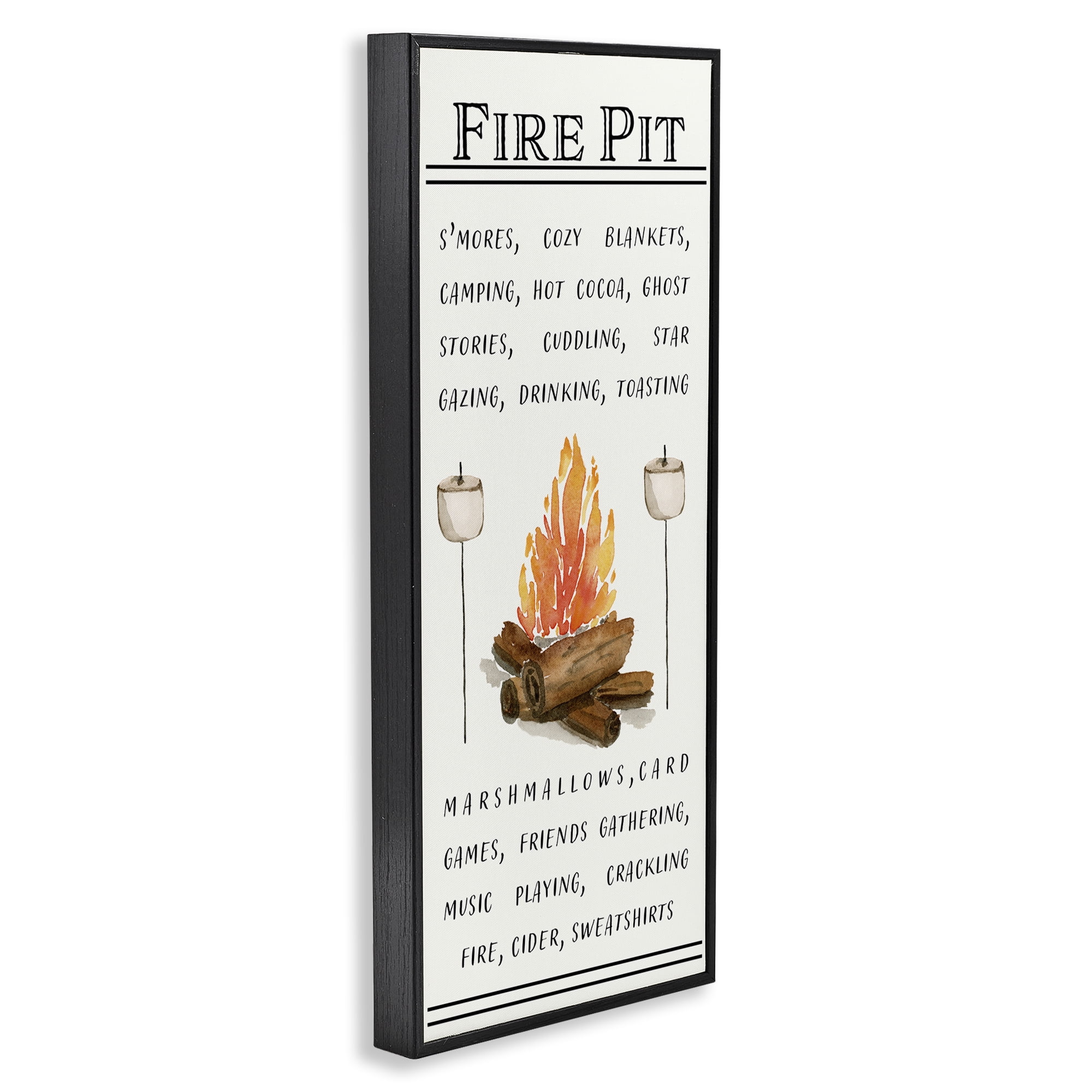 Stupell Industries Fire Pit & Marshmallows Food & Beverage Painting Black Framed Art Print Wall Art, 10 x 24
