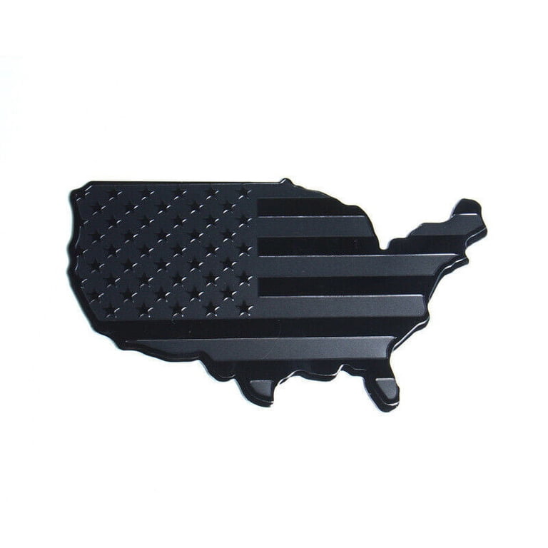2-Pack 3D American Flag Metal Emblem Stickers - Black, Self-Adhesive, For Cars, Trucks, Laptops