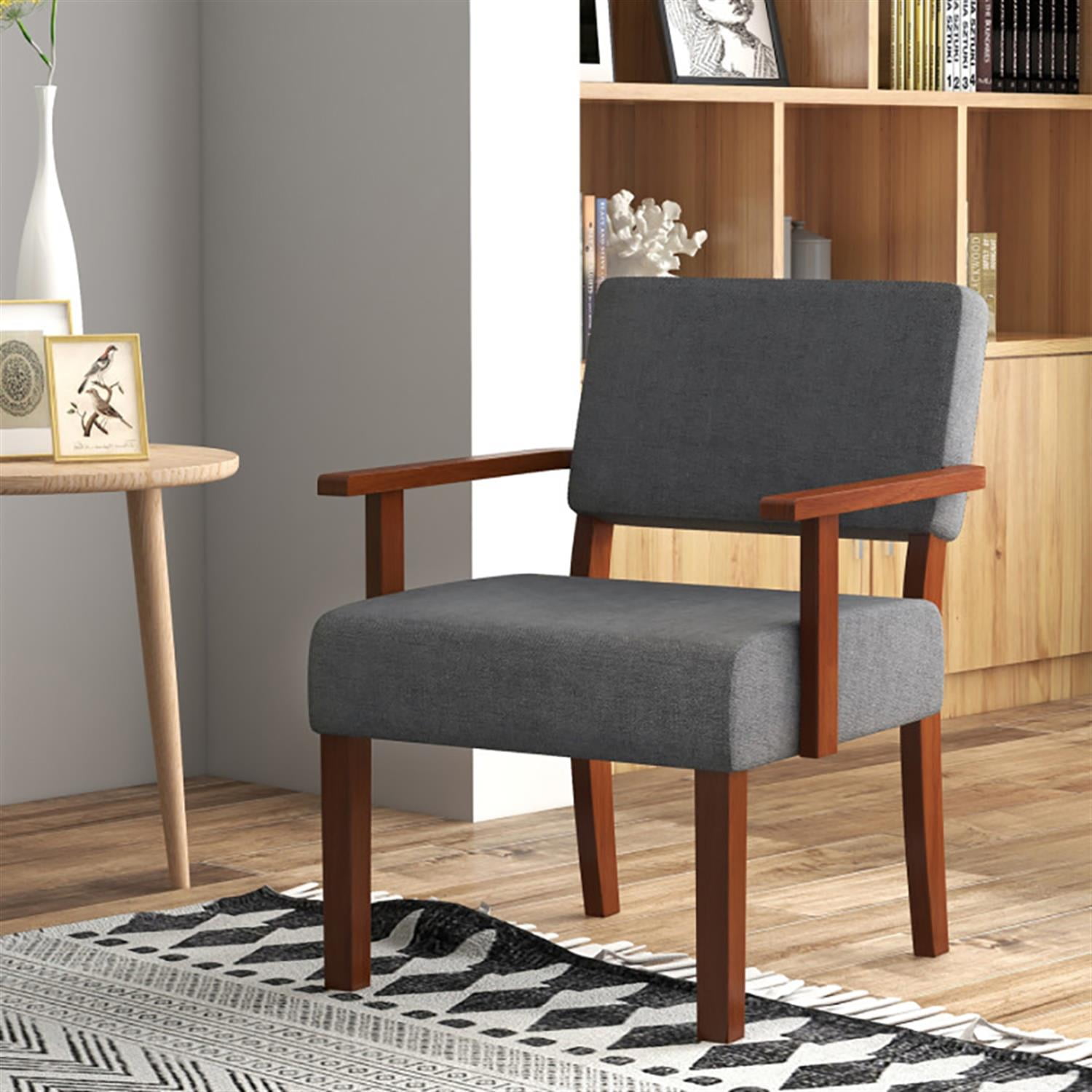 Demi Bonn Linen Accent Chair, Elegant Armchair with Soft Padded Seat and Backrest, Suitable for Living Room Bedroom Reception Room Office, Gray