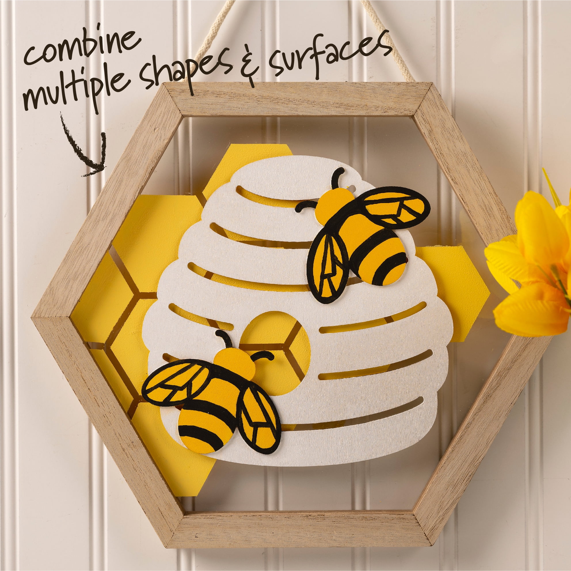 (2 pack) Plaid Surfaces Layered Wood Shape, Beehive