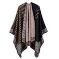thumbnail image 1 of Poncho de la bufanda de las mujeres Cardigan a rayas Vintage Warm Cape Shawl bufandas largas Pashmin Meterk Camello, 1 of 4