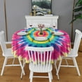thumbnail image 2 of Colorful Rainbow Tie Dye Spiral Pattern Round Tablecloth 60"x60",Wrinkle Wipeable Table Cloth for Kitchen Dining Room Picnic Patio Party, 2 of 6