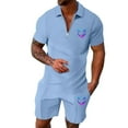 thumbnail image 2 of Short Sets for Men Relaxed Fit Breathable Quarter Zip Polo Tshirt and Shorts 2 Piece Matching Set Mens Summer Outfits, 2 of 3