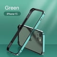 thumbnail image 1 of Hybrid Silicone Frame Aluminum Metal Phone Case For iPhone 16 15 14 13 12 Pro Max Better Heat Bumper Green For i12Pro, 1 of 6