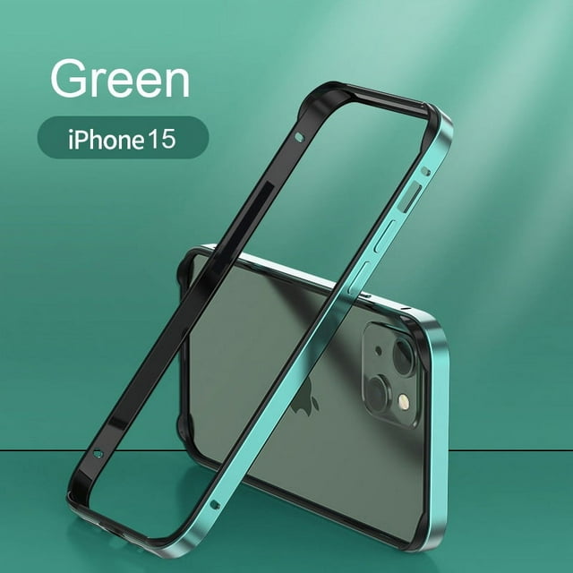Hybrid Silicone Frame Aluminum Metal Phone Case For iPhone 16 15 14 13 12 Pro Max Better Heat Bumper Green For i12Pro