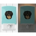 thumbnail image 2 of Checkerboard Blue Longhair Black and Tan Dachshund Ceramic Night Light, 2 of 2