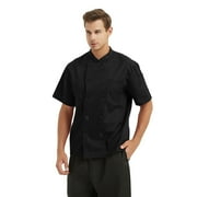 TopTie Unisex Short Sleeve Chef Coat Jacket, Black