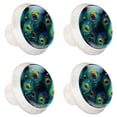 thumbnail image 2 of 4 Pcs Round White Knobs for Kitchen Cabinet Cupboard Dresser Bookcase Peacock Feather Drawer Pulls Handles Home Decor, 2 of 8