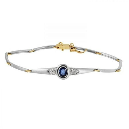 Foreli Created Sapphire 14K Two tone Gold Bracelet With Cubic Zirconia