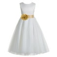 thumbnail image 2 of Ekidsbridal Girl Wedding Flower Girl Dress - V-Back Ivory Tulle with Tiebow, 2 of 3