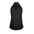 thumbnail image 7 of felwors Summer Sleeveless Neck Halter Tank Tops Back Pleated Casual Keyhole Cami Blouse Black for Size XXL, 7 of 7