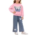 thumbnail image 3 of Wilark Toddler Girls Outfit Sets with Butterfly Sweatshirt and Jeans Casual Cute Long Sleeve Kids Fall Clothes Pink 4, 3 of 8