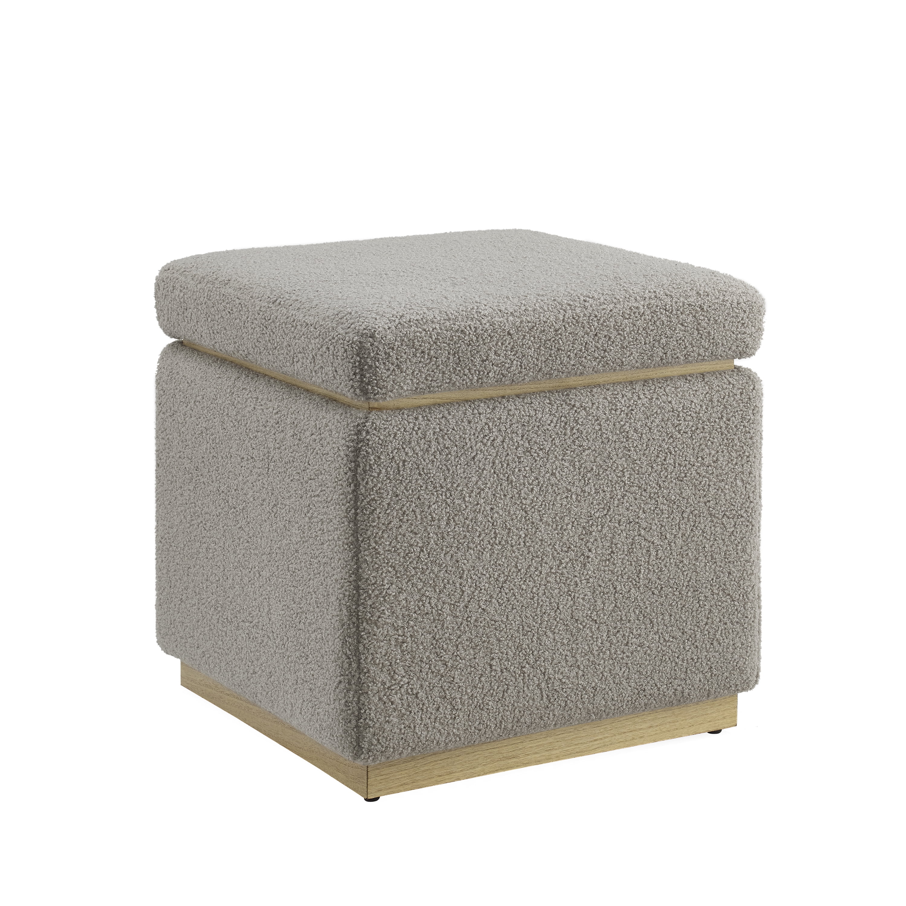 Linon Elta Square Storage Ottoman, Light Gray Sherpa