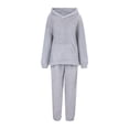 thumbnail image 4 of Aihuaihua 2 Piece Outfits Women Sweatsuit Fuzzy Hoodie and Sweatpants Loose Plush Sleepwear with Pocket Matching Set Fall Winter Thermal Sets Grey, 4 of 5