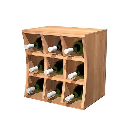 Wine Cellar Innovations  Concave Curvy Wine Cube Rustic Pine Wood Wine